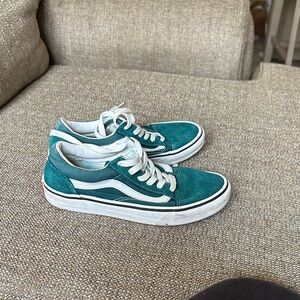 Vans Teal and White Lace-Up Sneakers